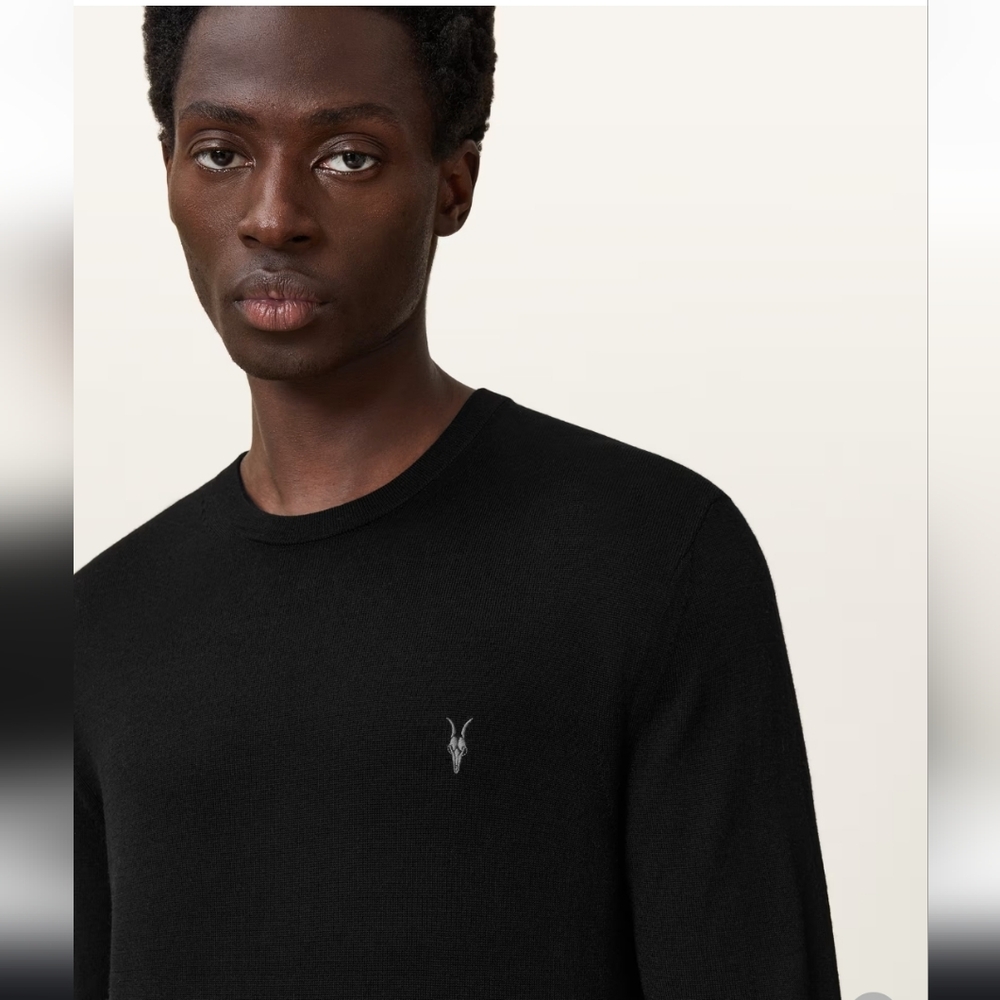 All Saints Black Long Sleeve Men's Light Sweater. - Picture 3 of 12